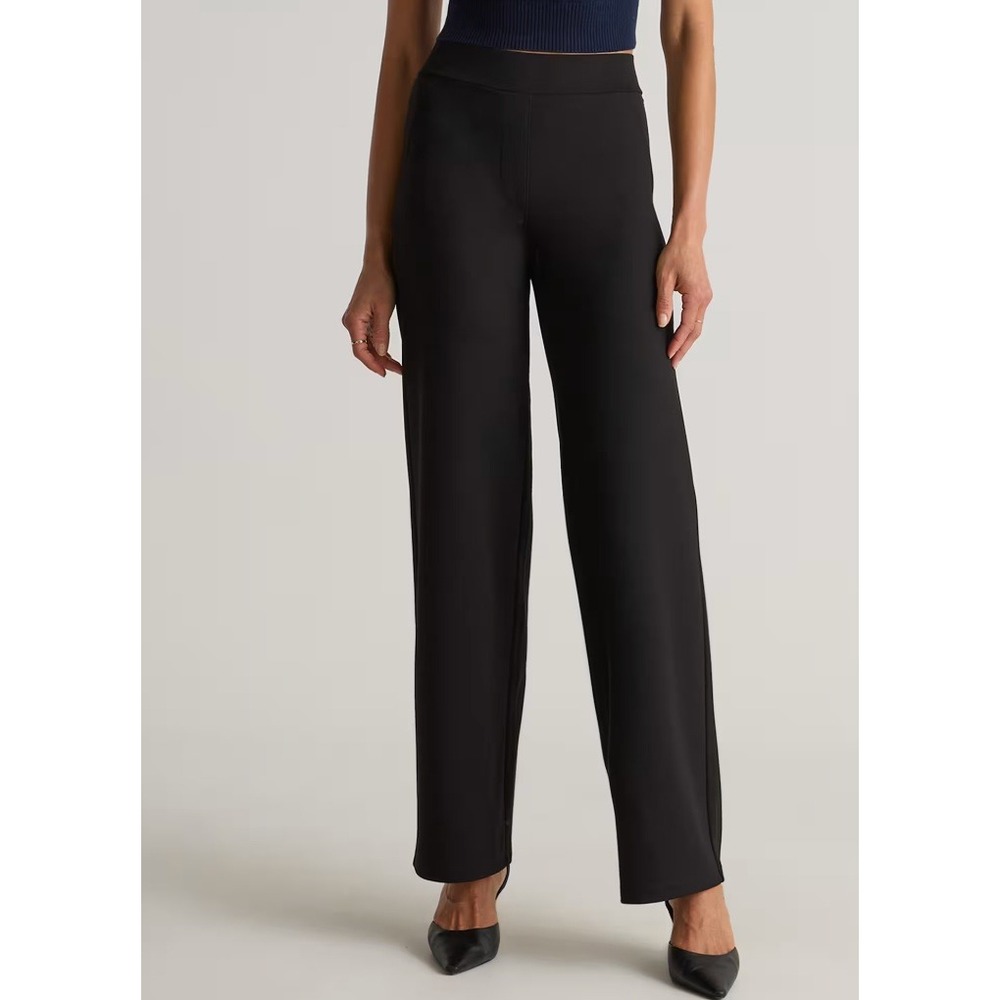 Quince Ultra-Stretch Ponte Wide Leg Pants Women S Black Minimalist Workwear